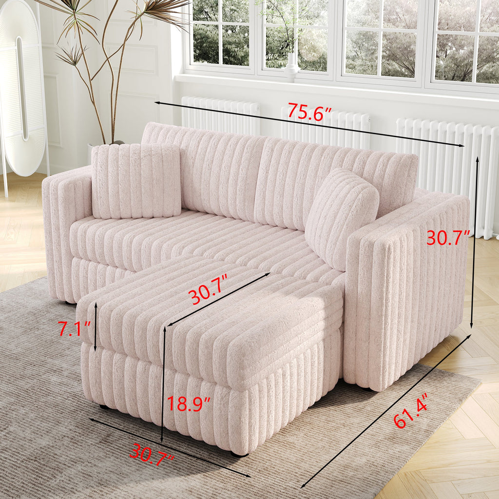 75.6" Soft Modular 2-Person Sofa with Hydraulic Lift