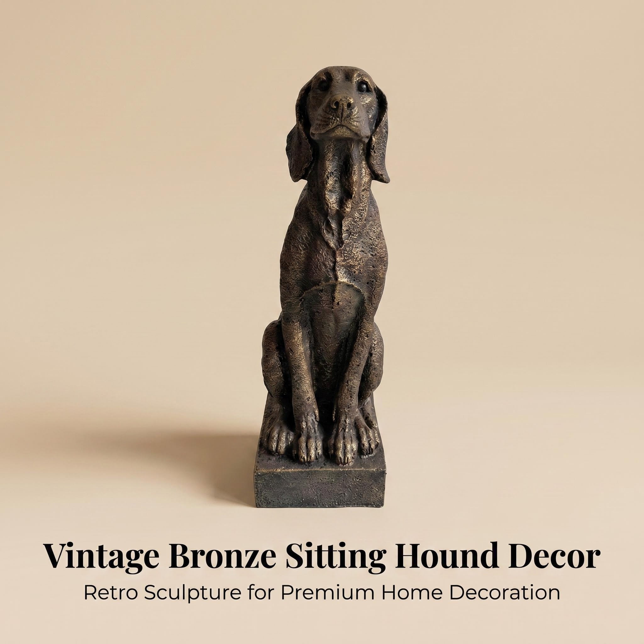 Vintage Bronze Sitting Hound Dog Statue