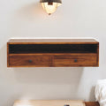 Solid Wood Lunar Wall-Mounted Media Unit, 2-Drawers, Chestnut