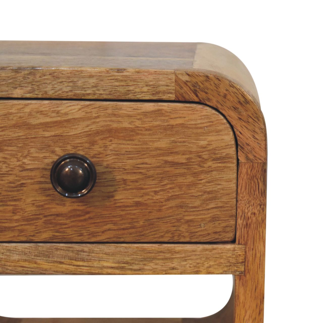 Solid Wood Extra Mini Oak-ish Curve Lower Bedside Table