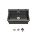 Stainless Steel Kitchen Sink, 27″x19″ Single Bowl, Overmount Handmade Sink