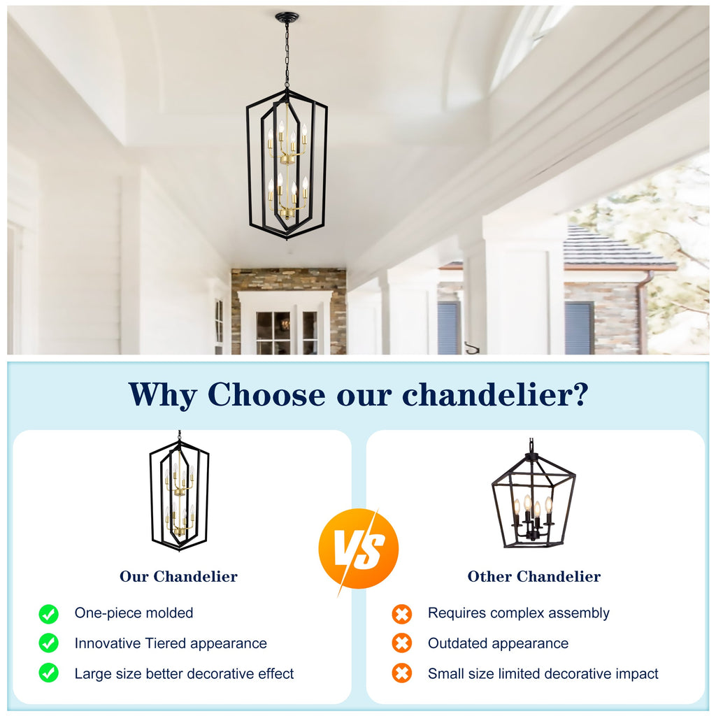 8-Light Lantern Tired Farmhouse Ceiling Hanging Light