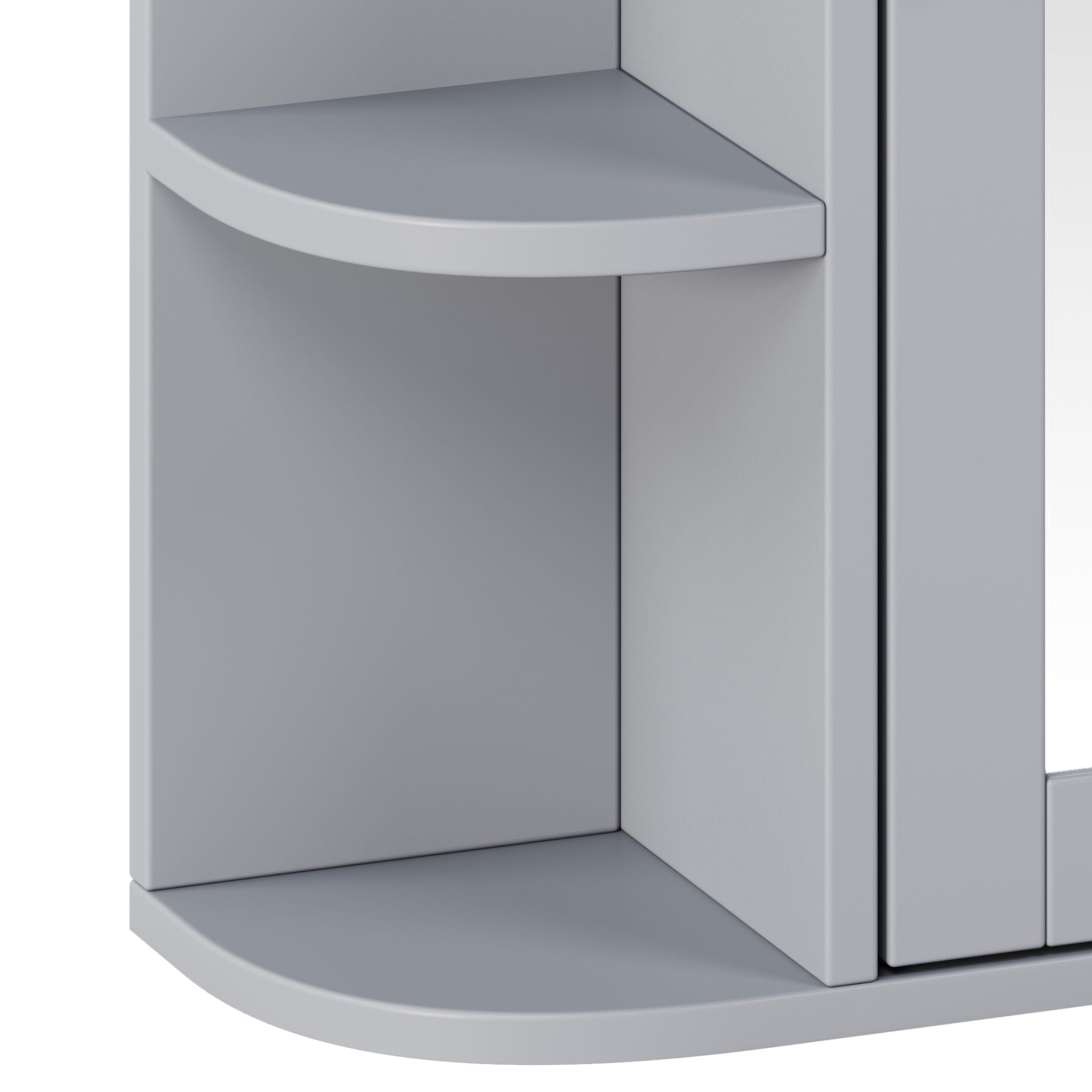 Bathroom Wall Storage Cabinet With Mirror And Adjustable Shelf, 6 Open Shelves