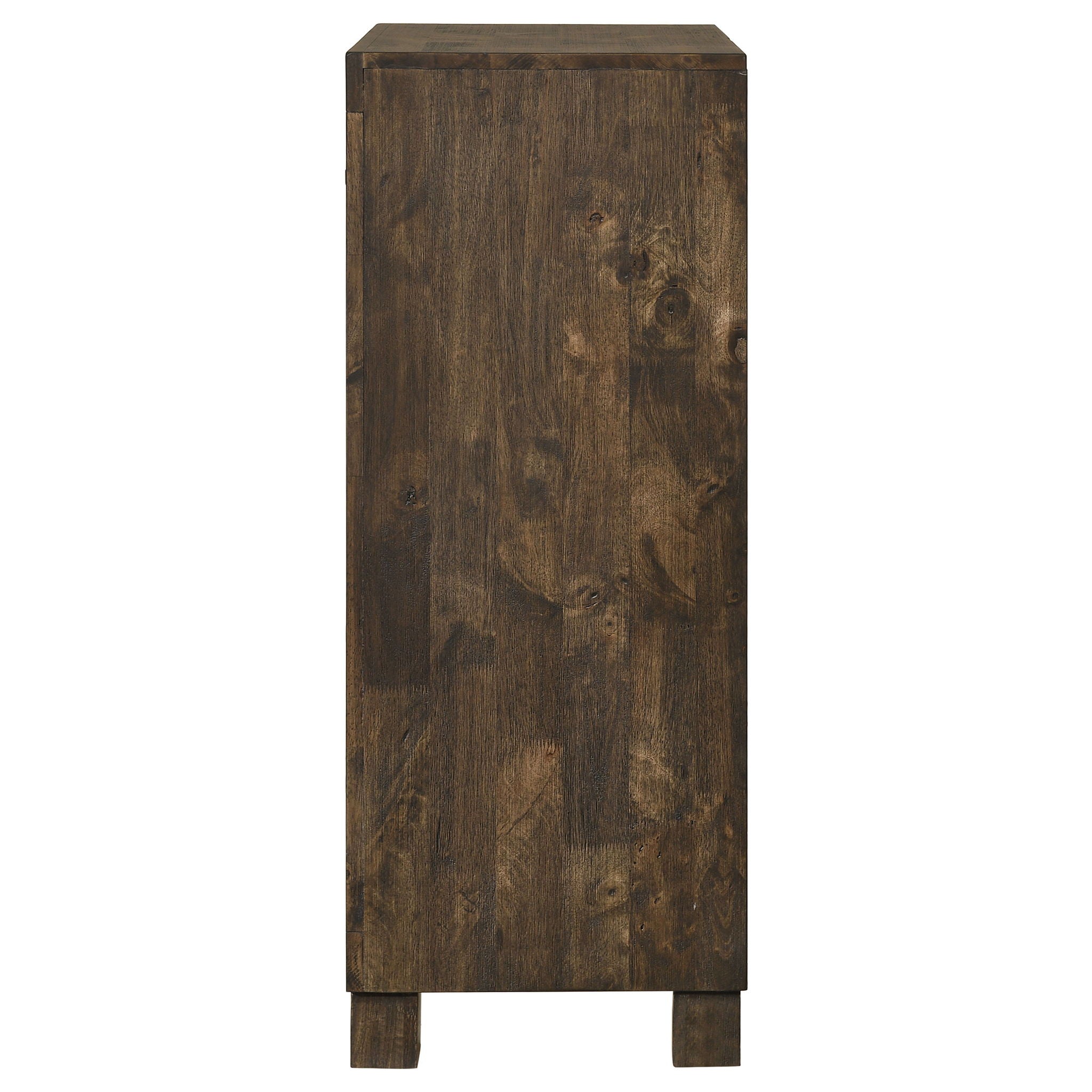 Bren - 5 Drawer Chest With Handles And Block Legs - Rustic