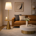 Celestial Modern Floor Lamp with Brass Accent Table