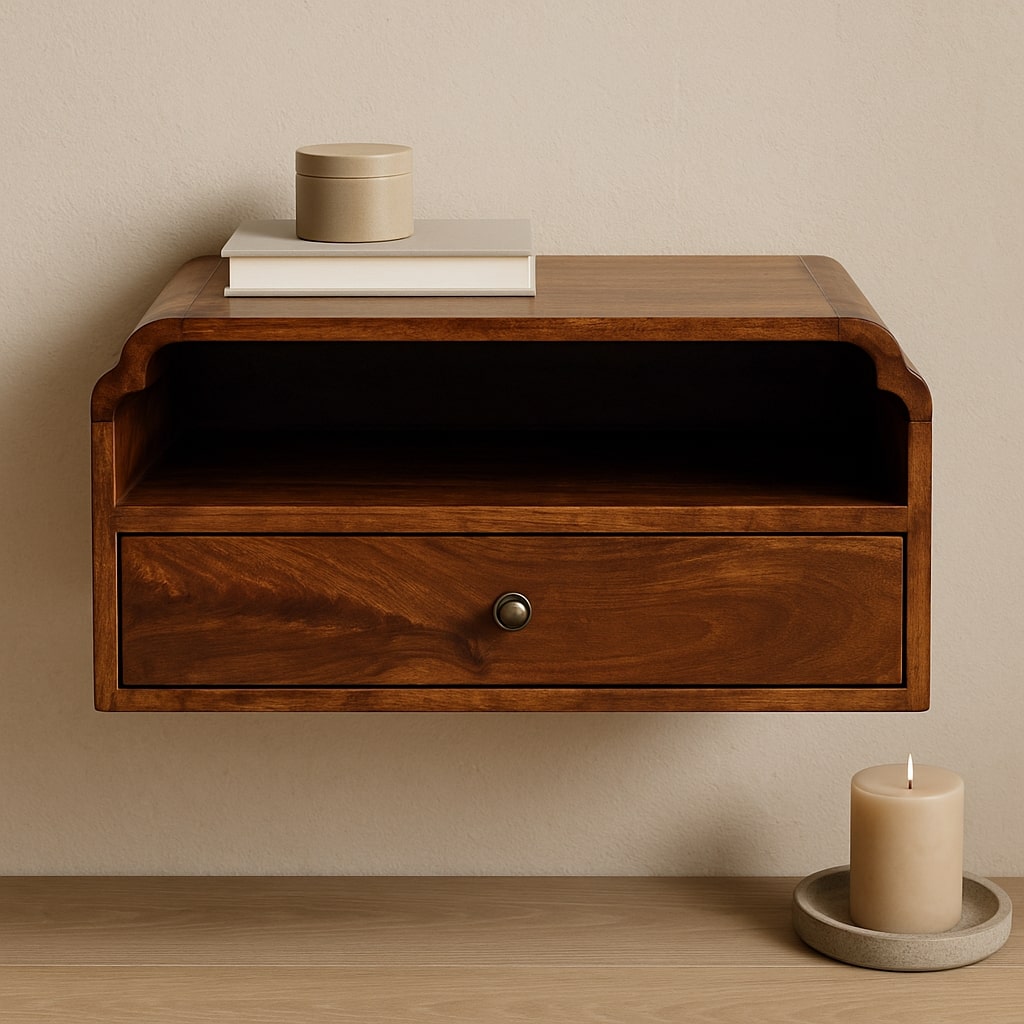Artisan Furniture Solid Wood Avora Wall-Mounted Chestnut Bedside