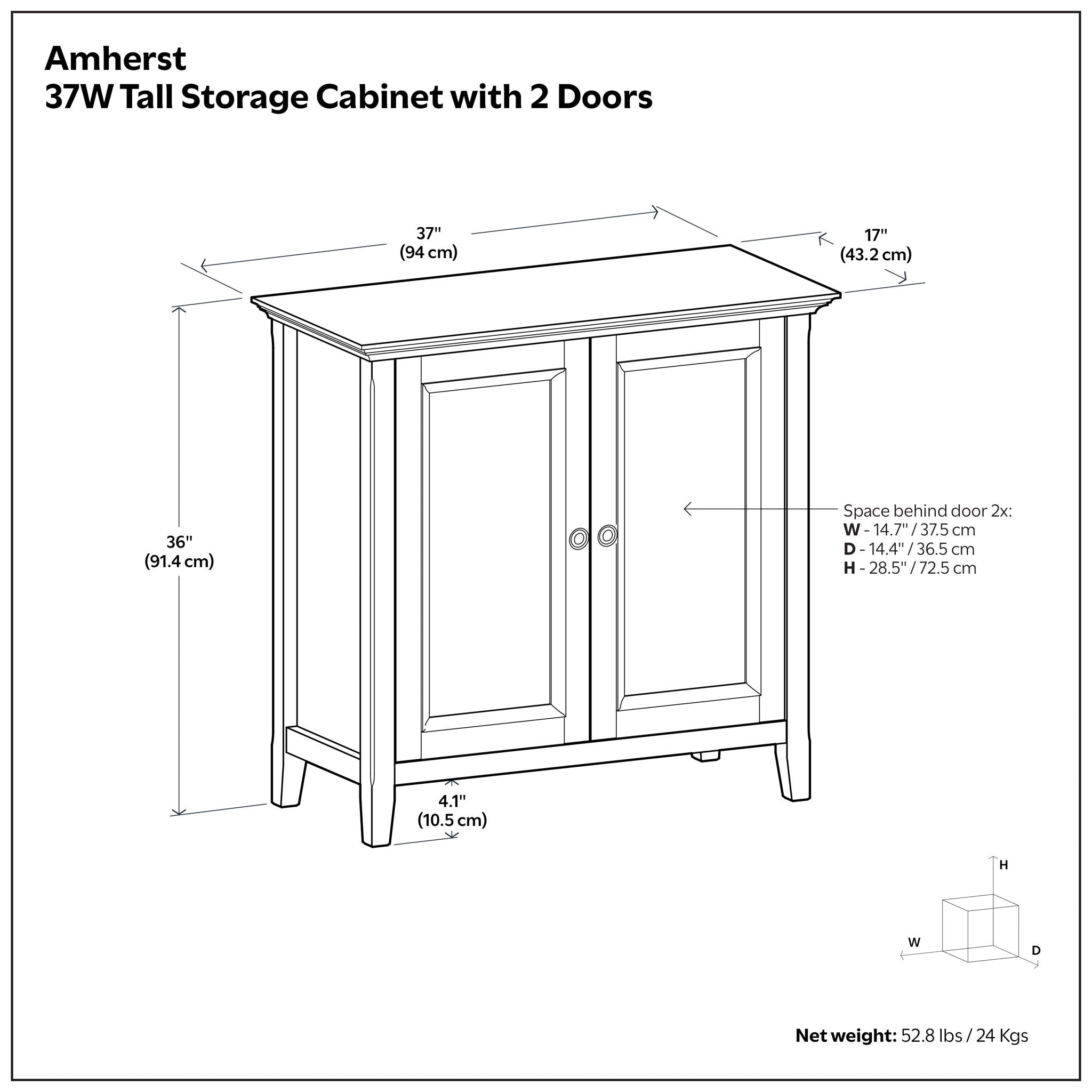 Amherst - 2 Door Storage Cabinet & Adjustable Shelving - Brown