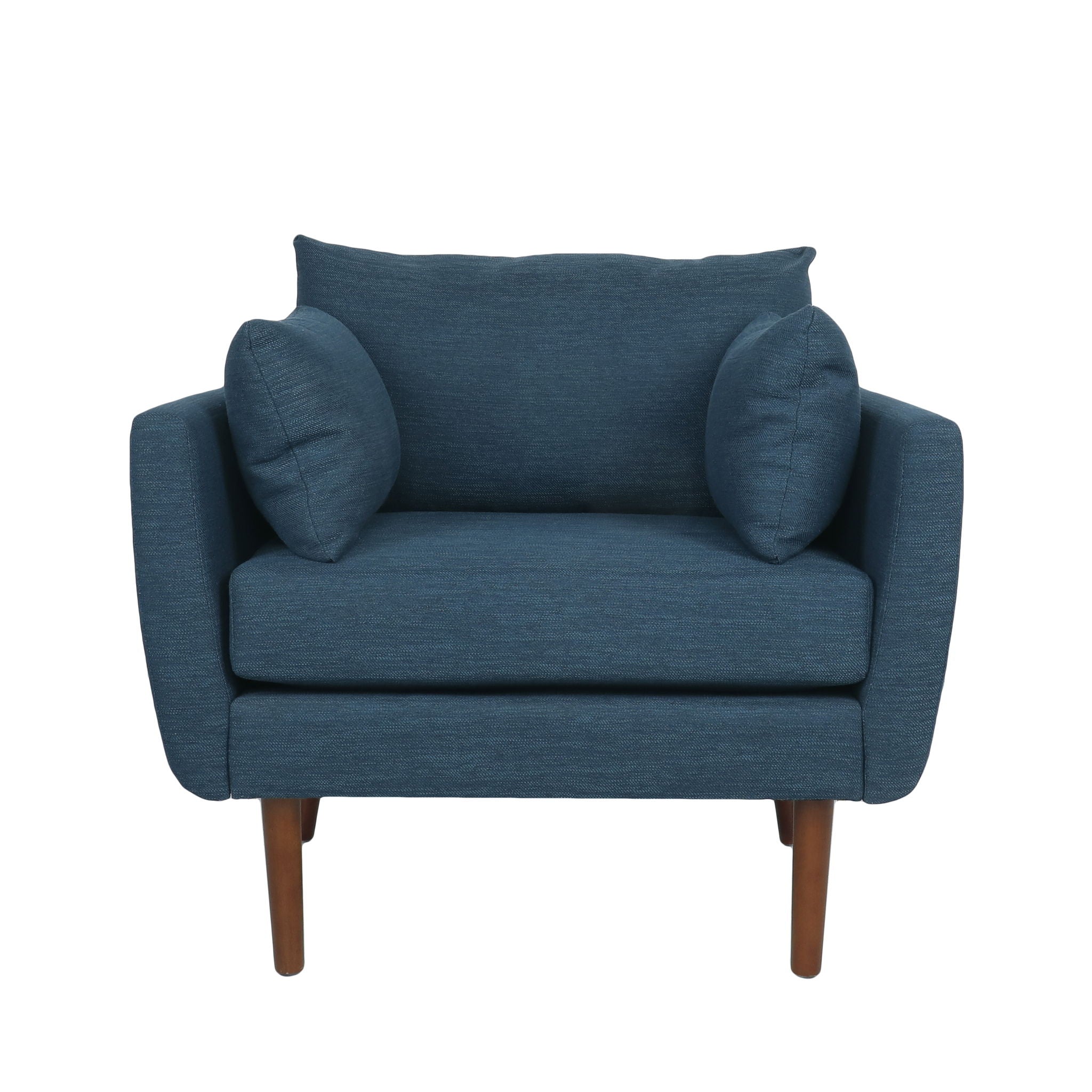 Luminate Upholstered Fabric Club Chair with Tapered Legs and 2 Accent Pillows