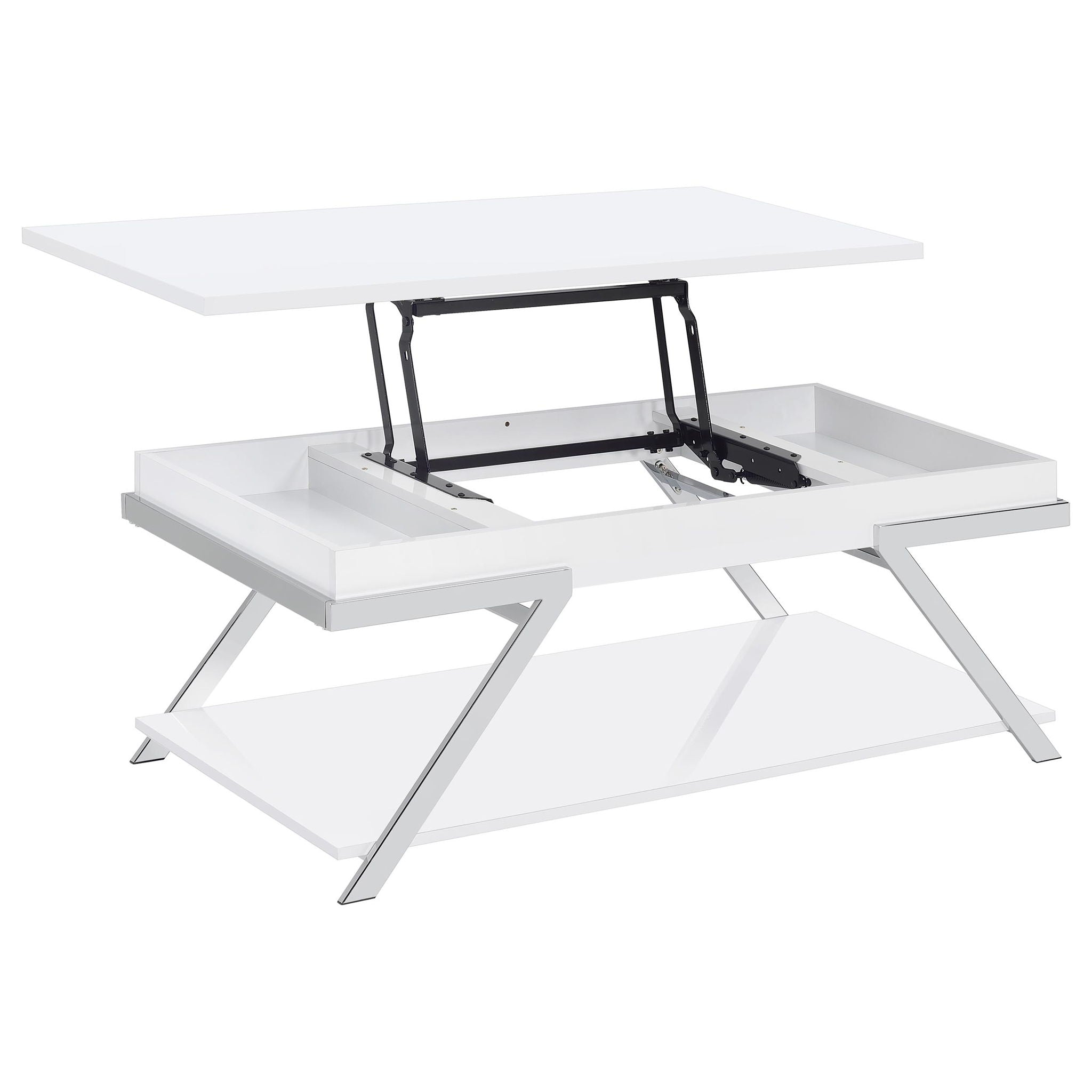 Briana - 2 Piece Coffee And End Table Set With Lift Top Legs - Gloss White