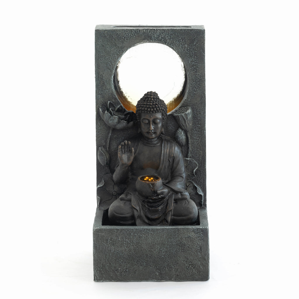 28" H Outdoor Buddha Waterfall Fountain