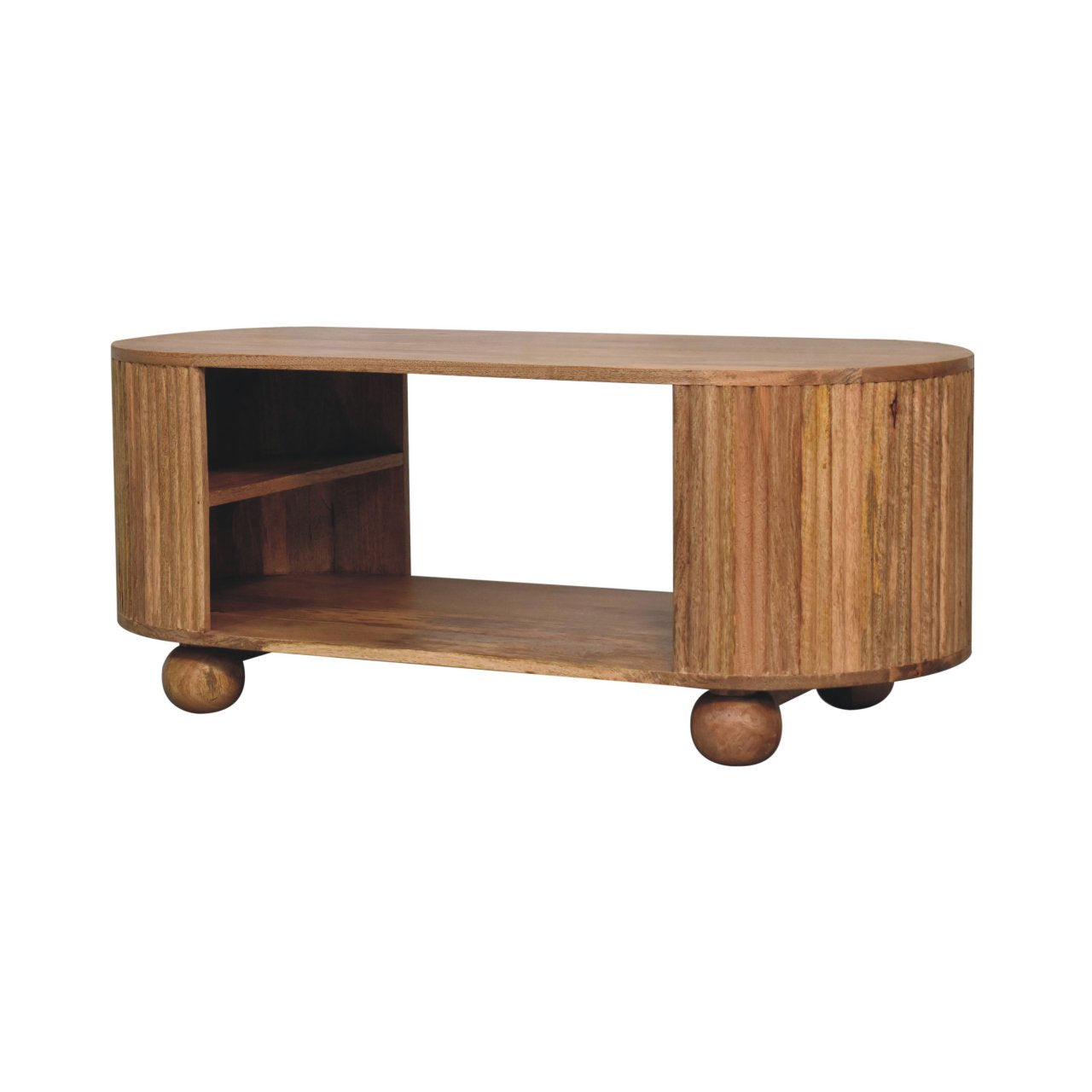 Solid Wood Soba Ball Coffee Table, Open Storage