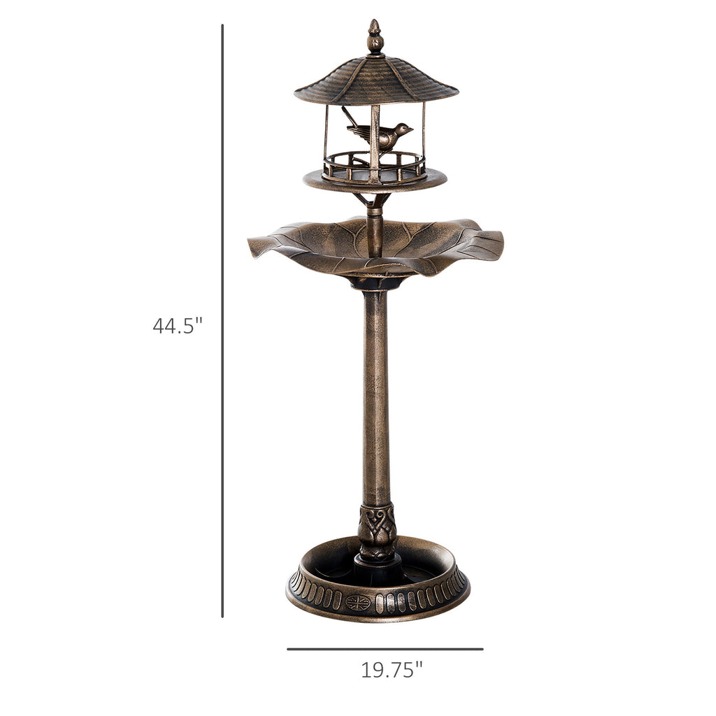 Outsunny 3-in-1 Garden Bird Bath Bowl Pedestal with Bird Feeder and Planter