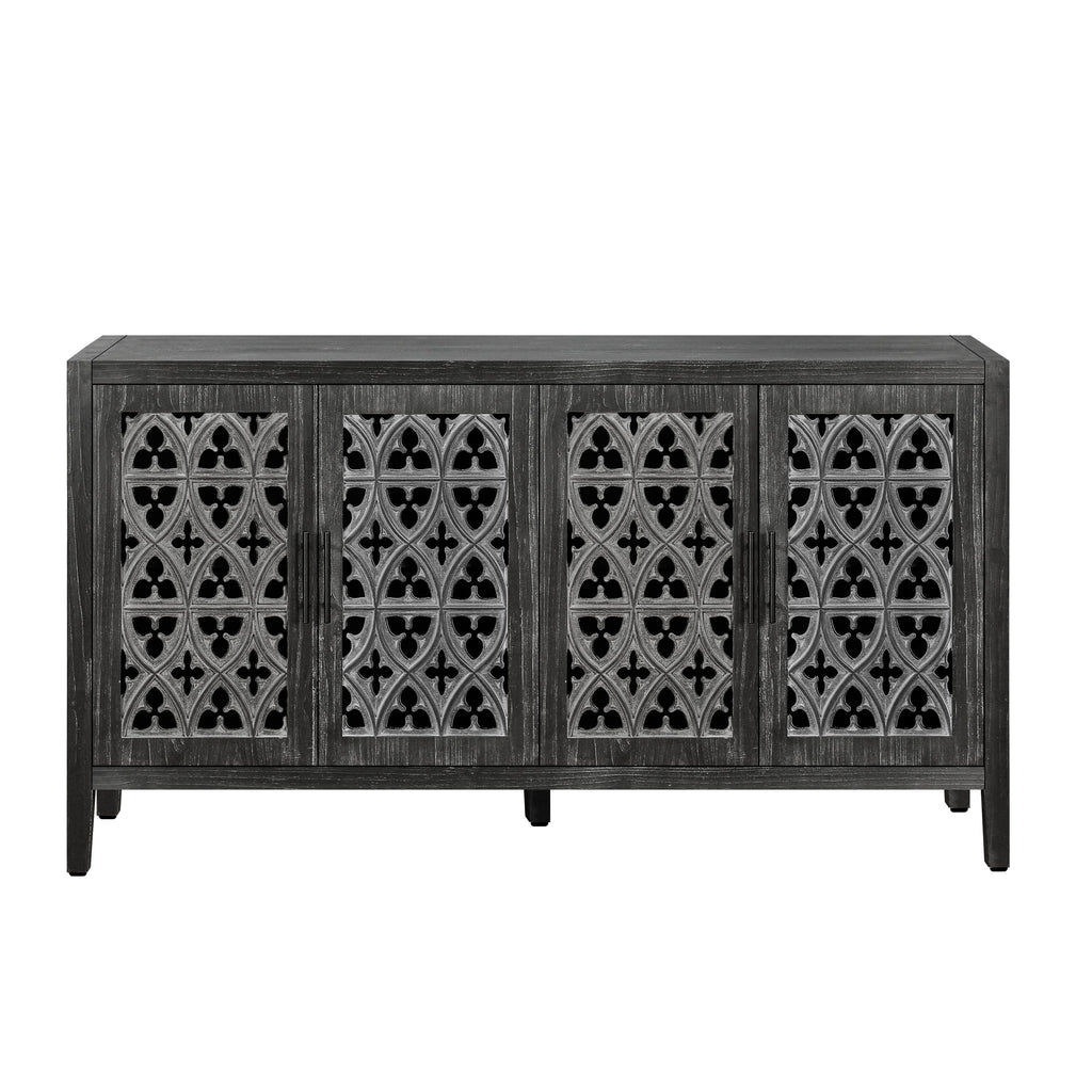 Hollow Four Door Antique Cabinet, American Country Style