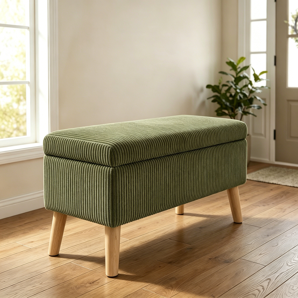 32 Inch Wide Olive Ottoman