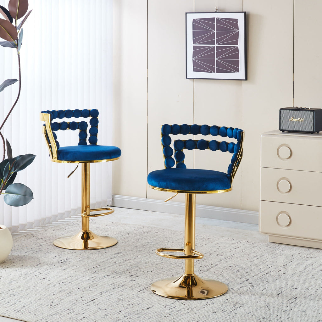 Modern Bar Chair With Iron Tube Legs, Soft Cushions And Comfortable Backrest (Set of 2)