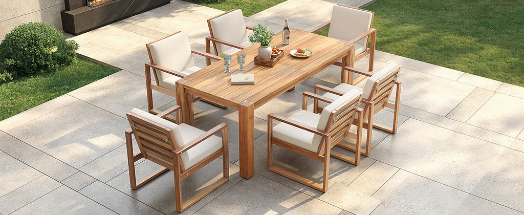 TREXM Patio Table and Chairs Set, 7-Piece Outdoor Dining Set for 6