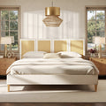 Toscana King Upholstered Cane Back Platform Bed, Antique
