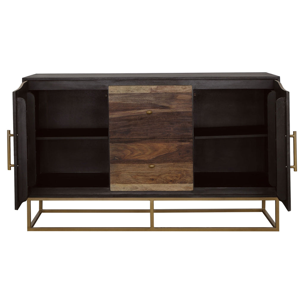 Zara 2-door 57-inch Wood Accent Storage Cabinet Black Walnut