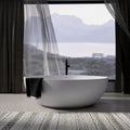67 Inch Freestanding Solid Surface Soaking Bathtub