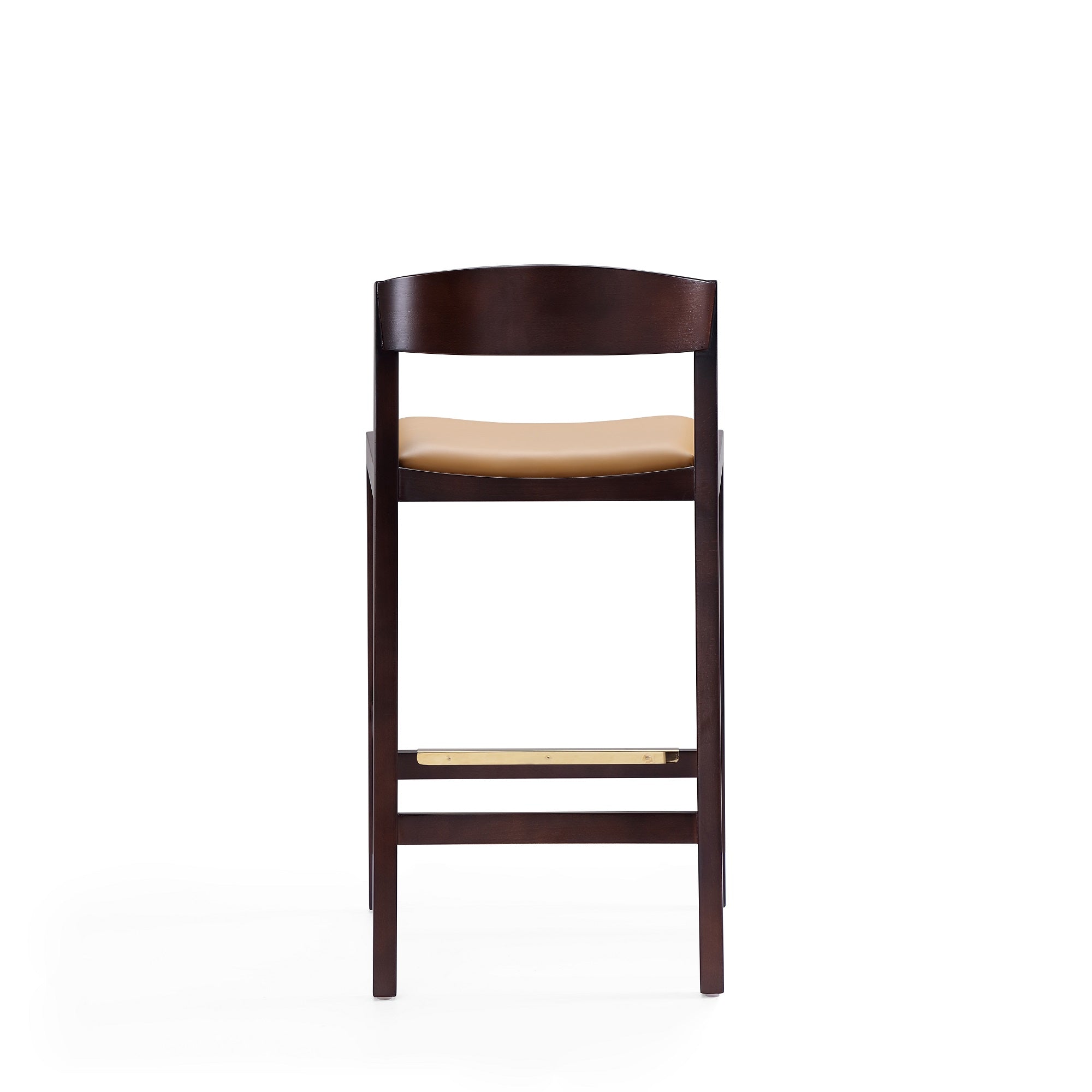 Klismos Wood Upholstered Counter Stool in Camel