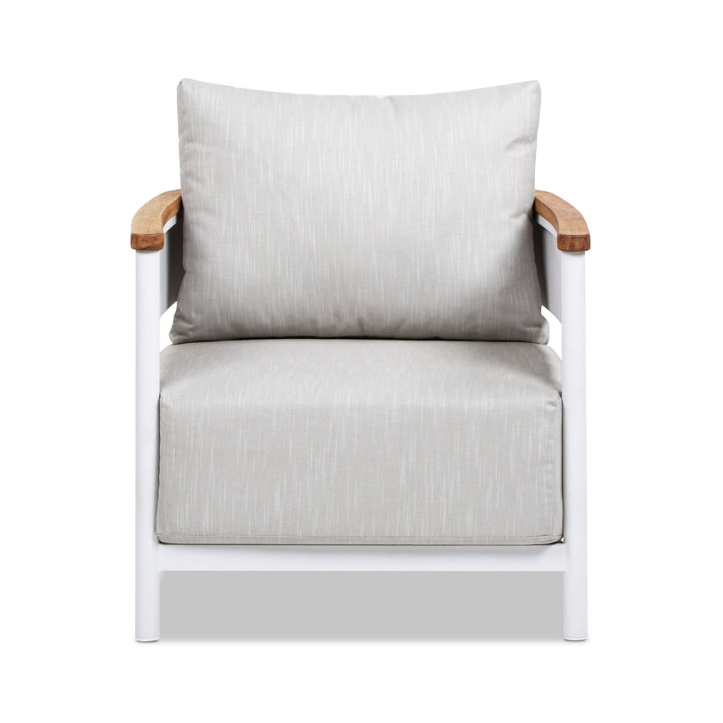 Rhodes 29" Upholstered Teak & Aluminum Patio Arm Chair Birch