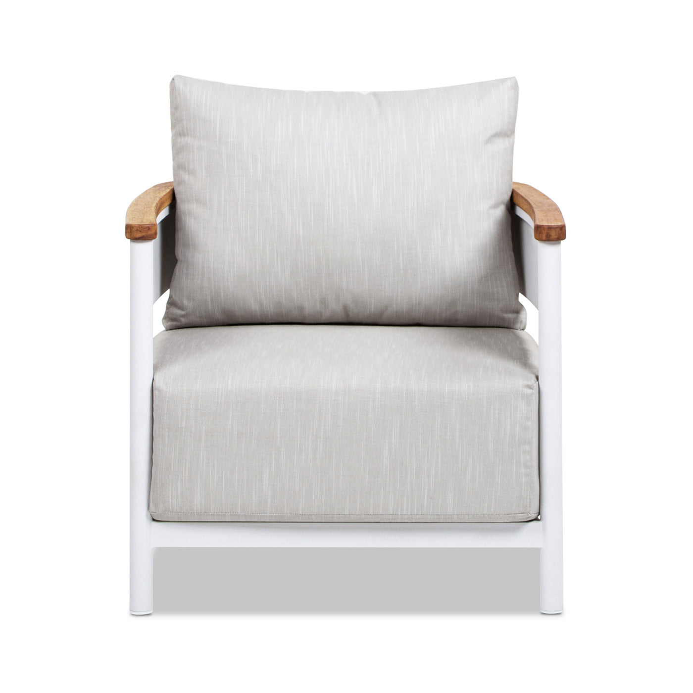 Rhodes 29" Upholstered Teak & Aluminum Patio Arm Chair Birch