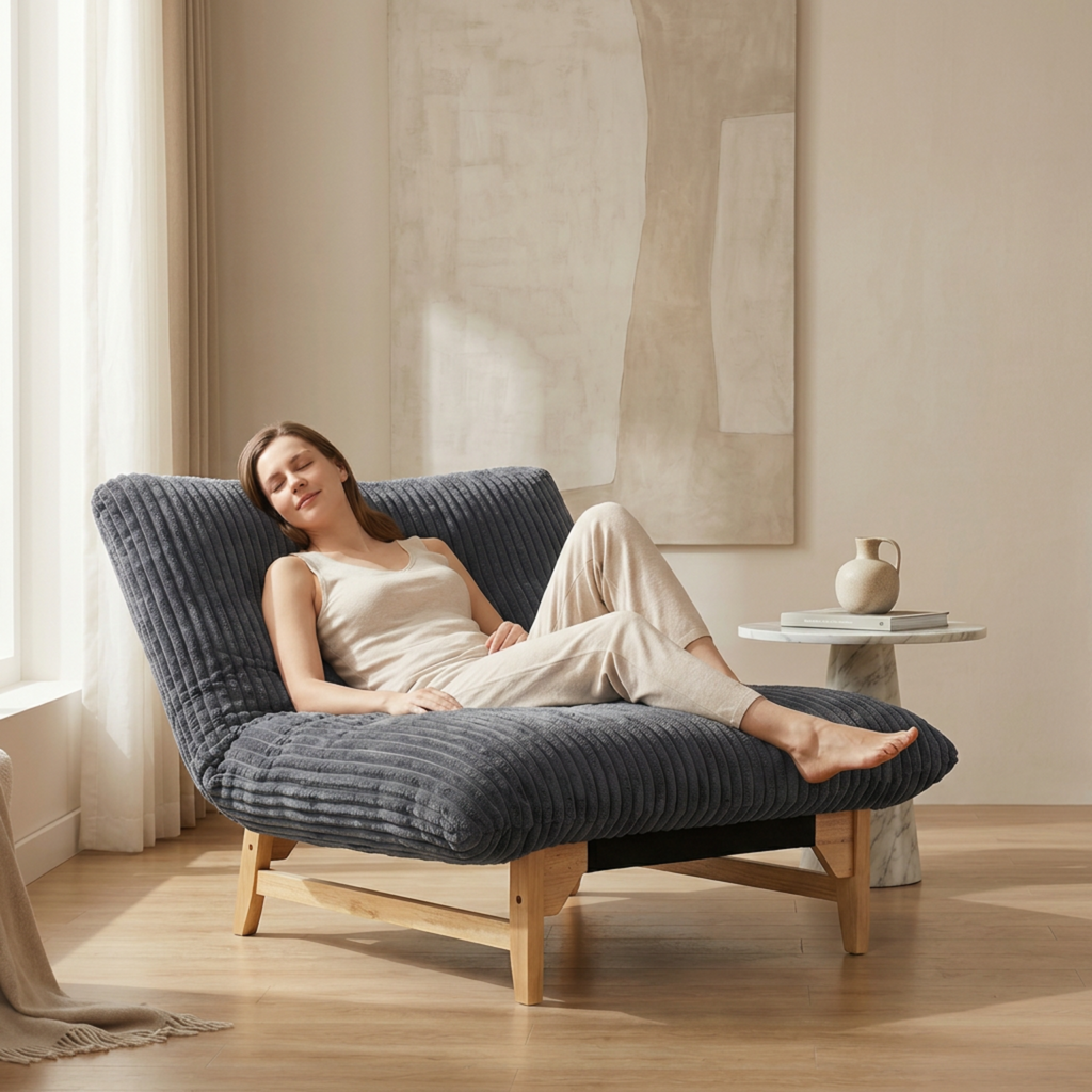 Bean Bag Chair for Adults with Solid Wood Frame