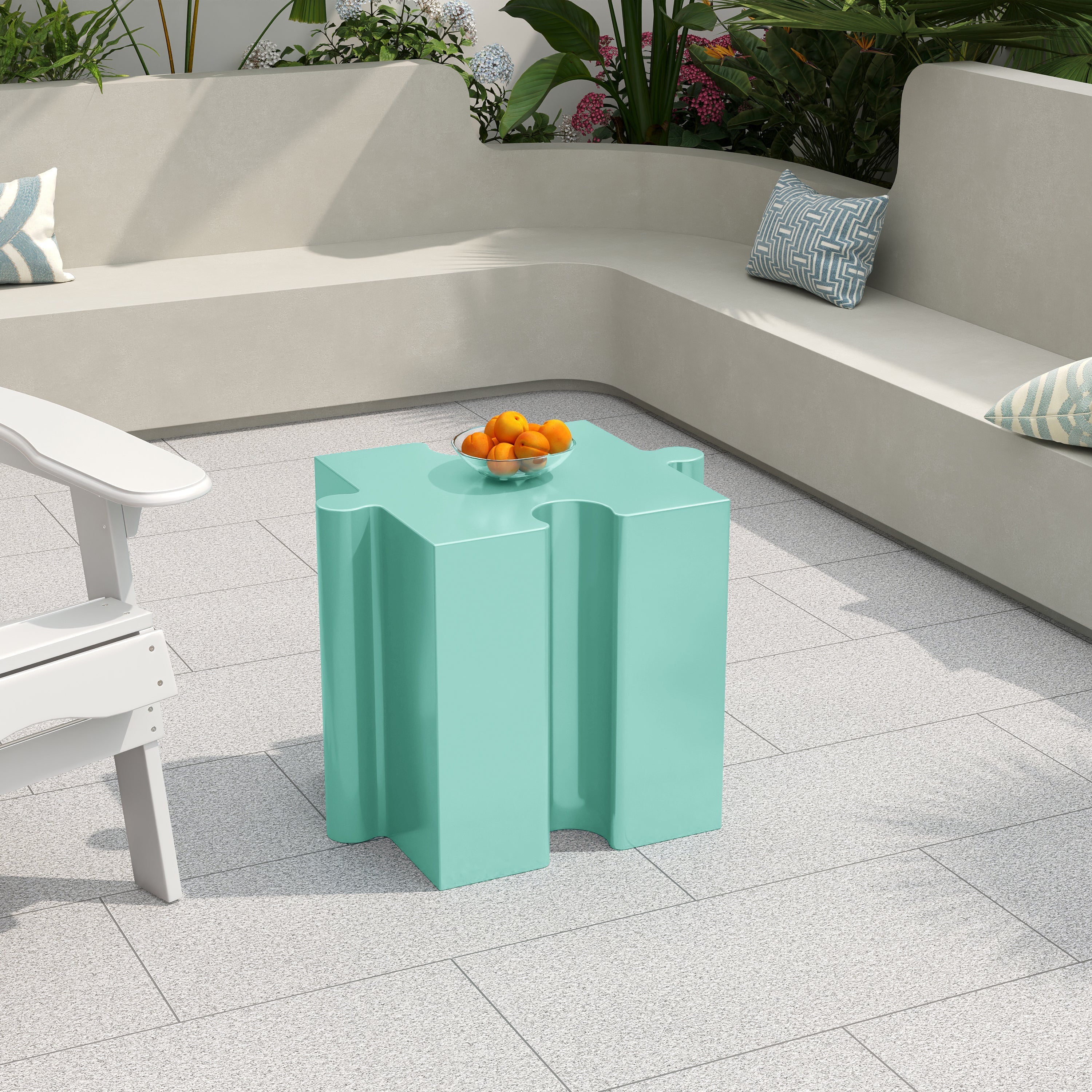 3-Piece Artistic Puzzle Table Set, Modular MGO Side Tables with Interlocking Design