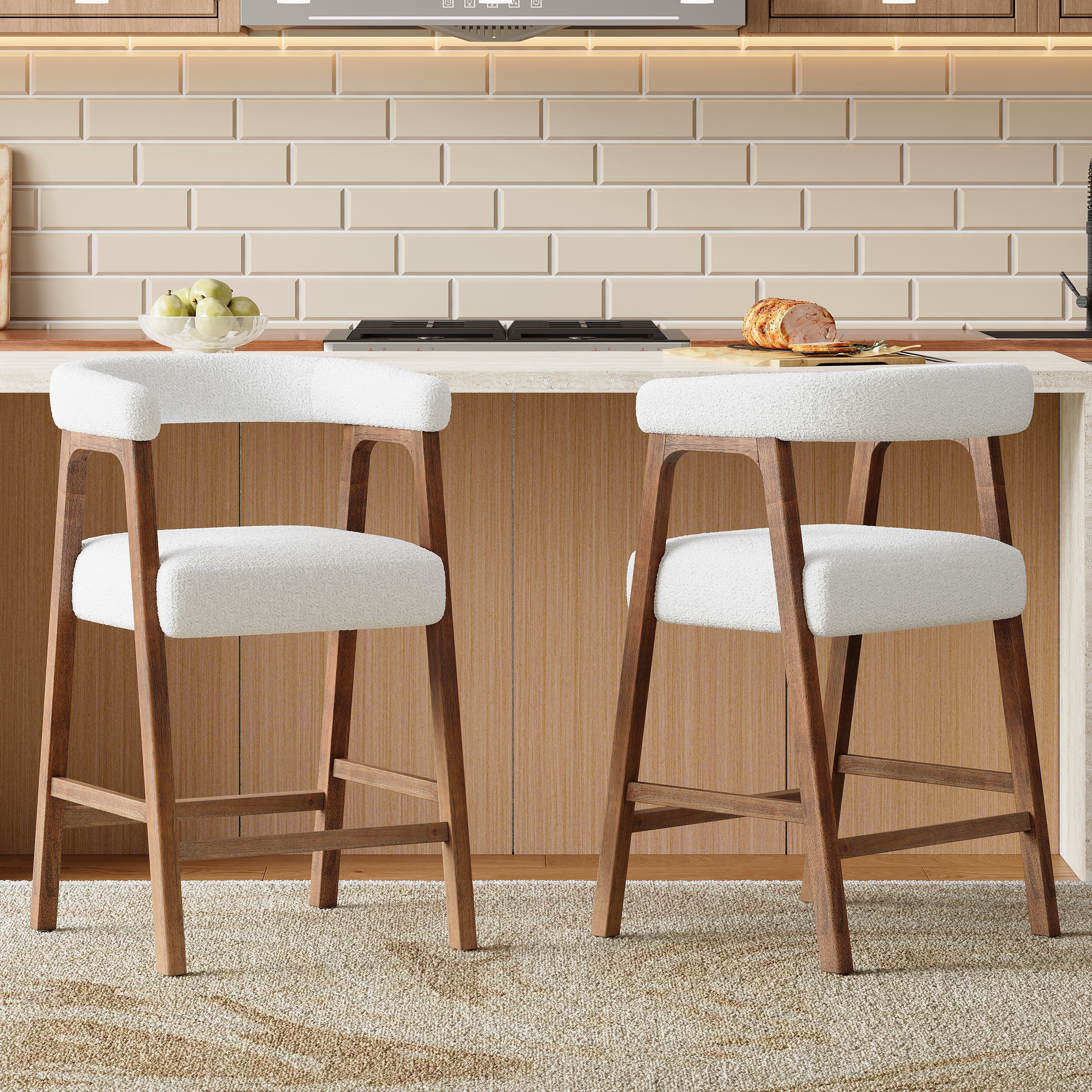 26'' Seat Height Bar Stools with Back - Set of 2