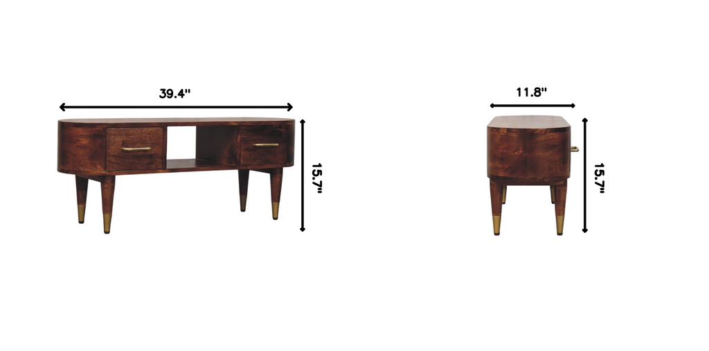 Solid Wood Two-Drawer Open-Slot Media Unit