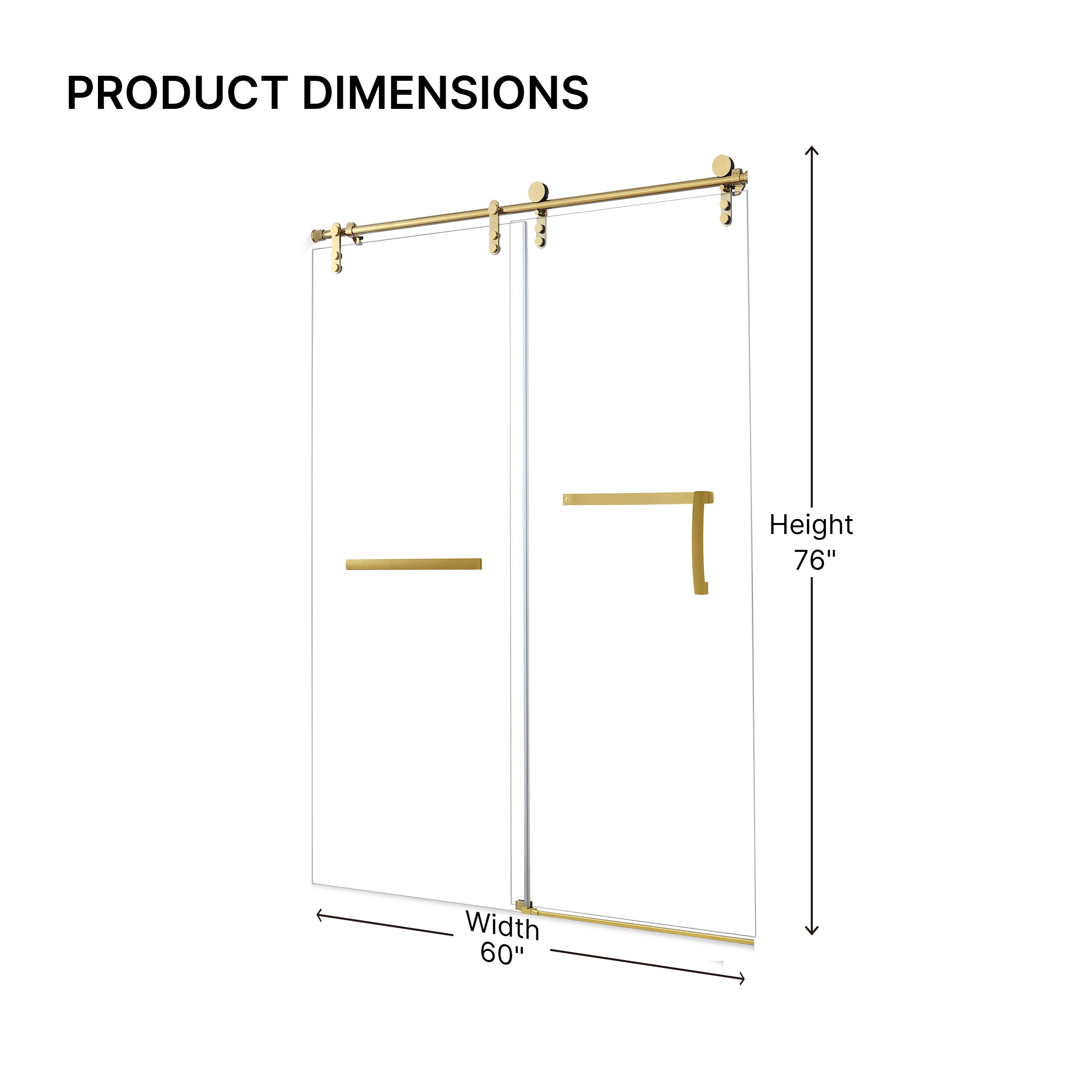 60 Inches x 76 Inches Frameless Single Sliding Shower Door