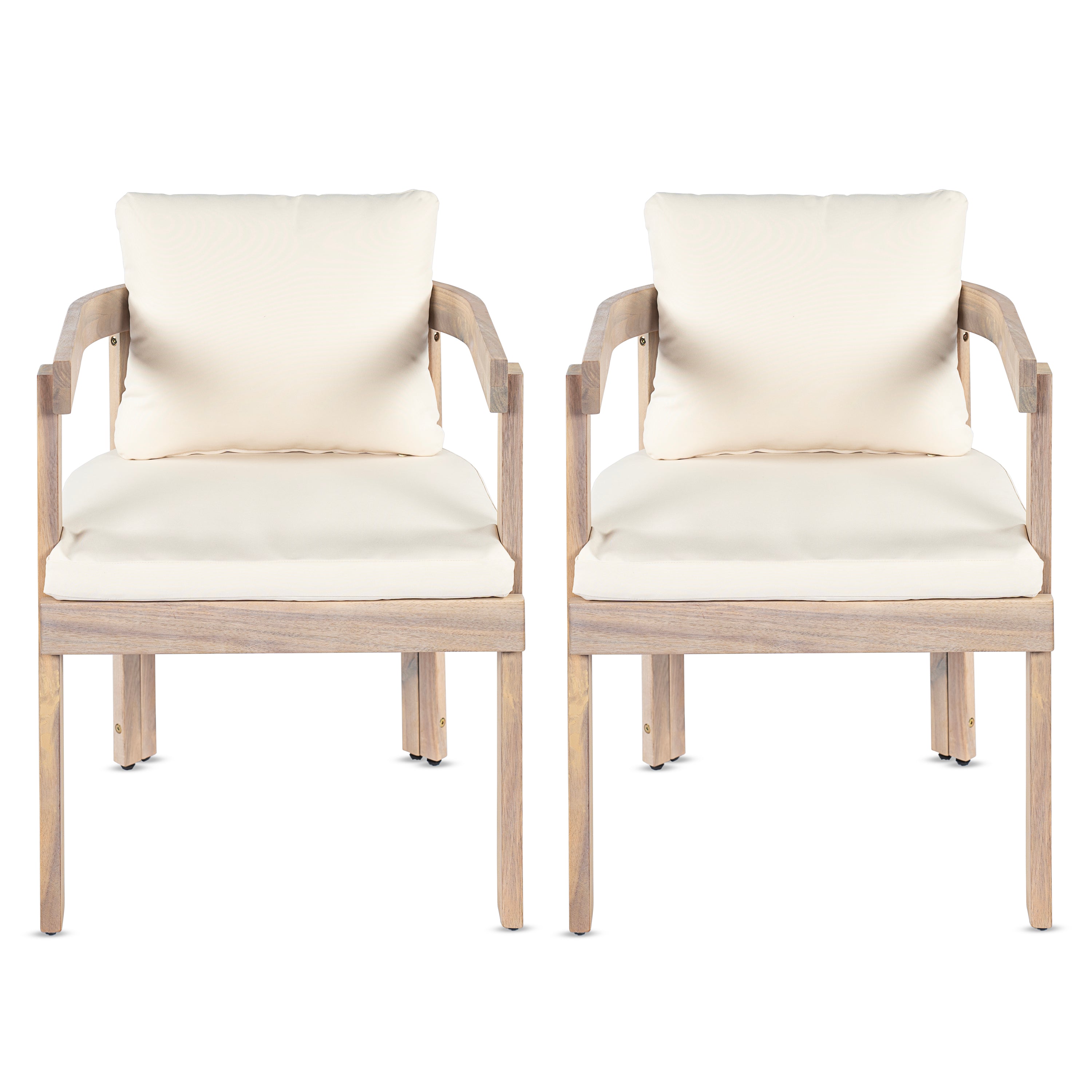 Acacia Wood Dining Chairs Set of 2, Armchairs with Cushions