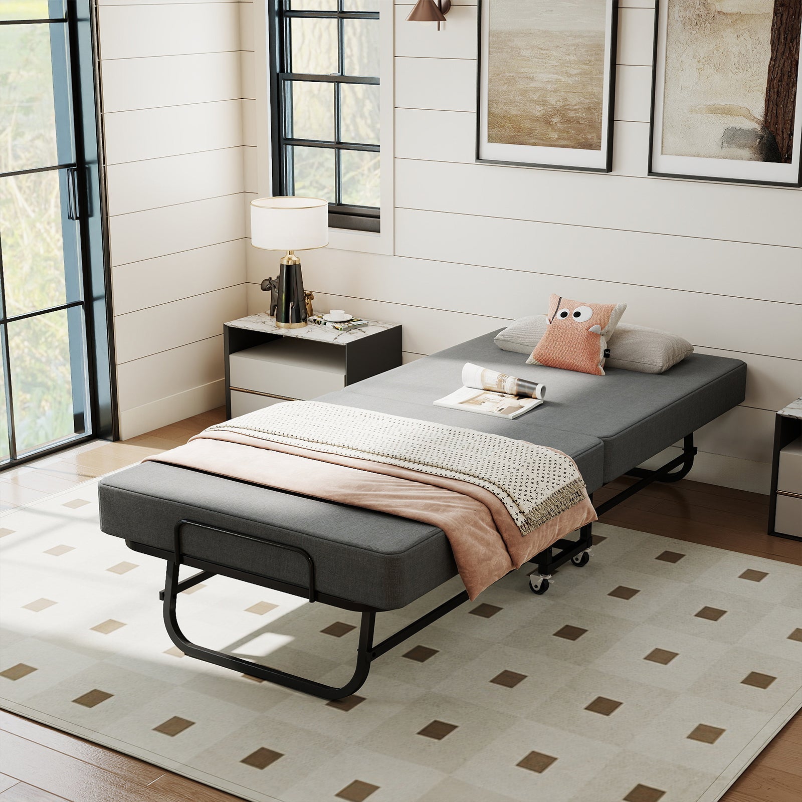 75" Folding Bed with Memory Foam Mattress
