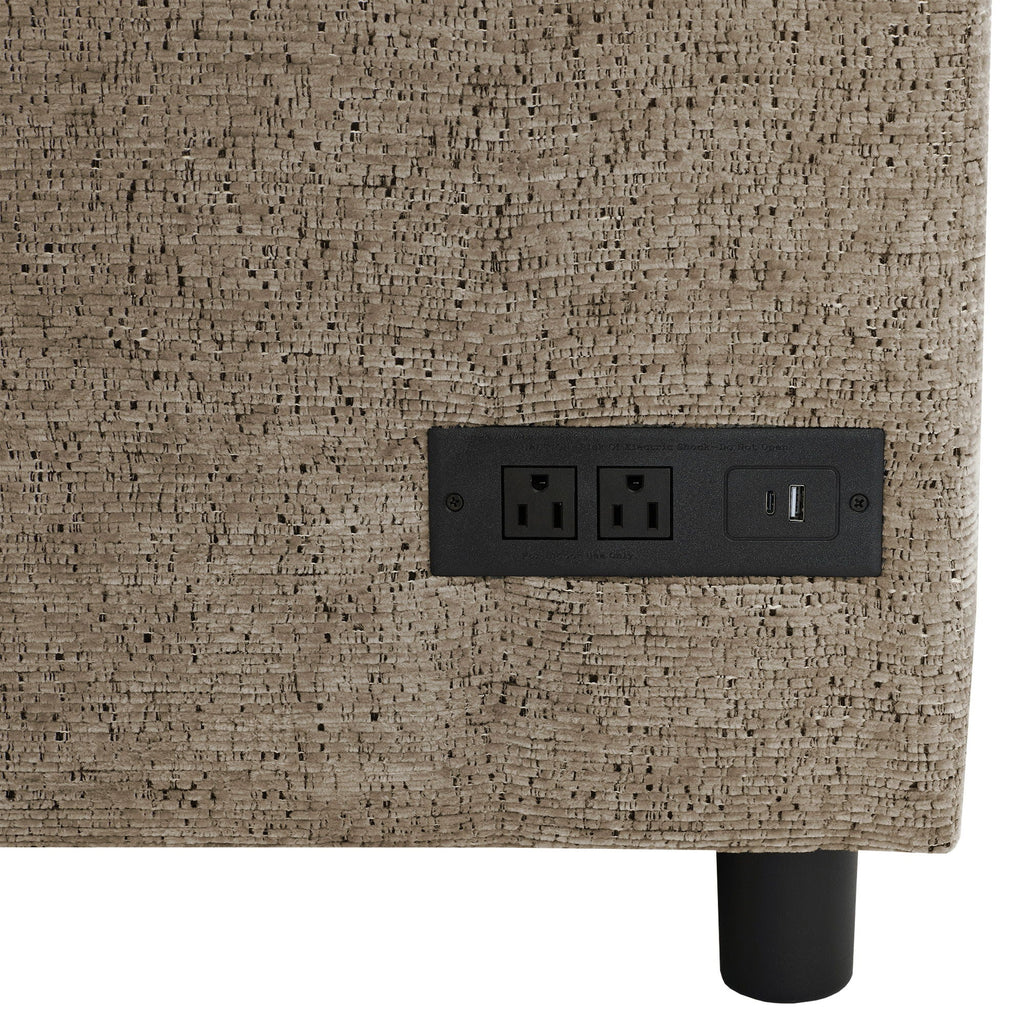 U-Shaped Sectional Sofa Bed With Storage, Charging Ports, And Cup Holders - Brown