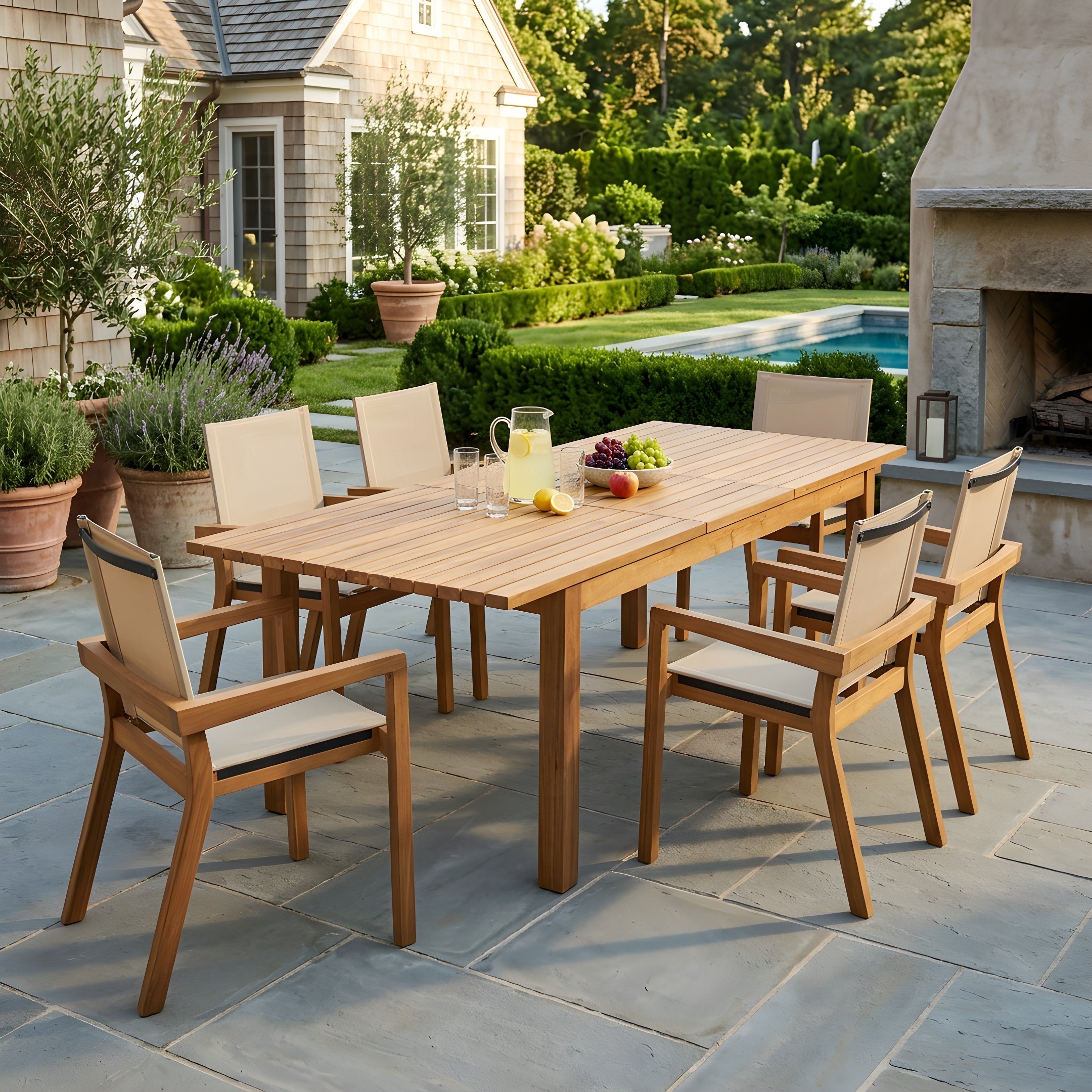 7 Pieces Acacia Wood Outdoor Dining Set