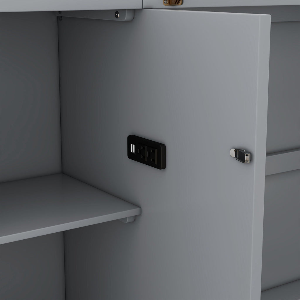 Murphy Bed With Shelves, Drawers And USB Ports