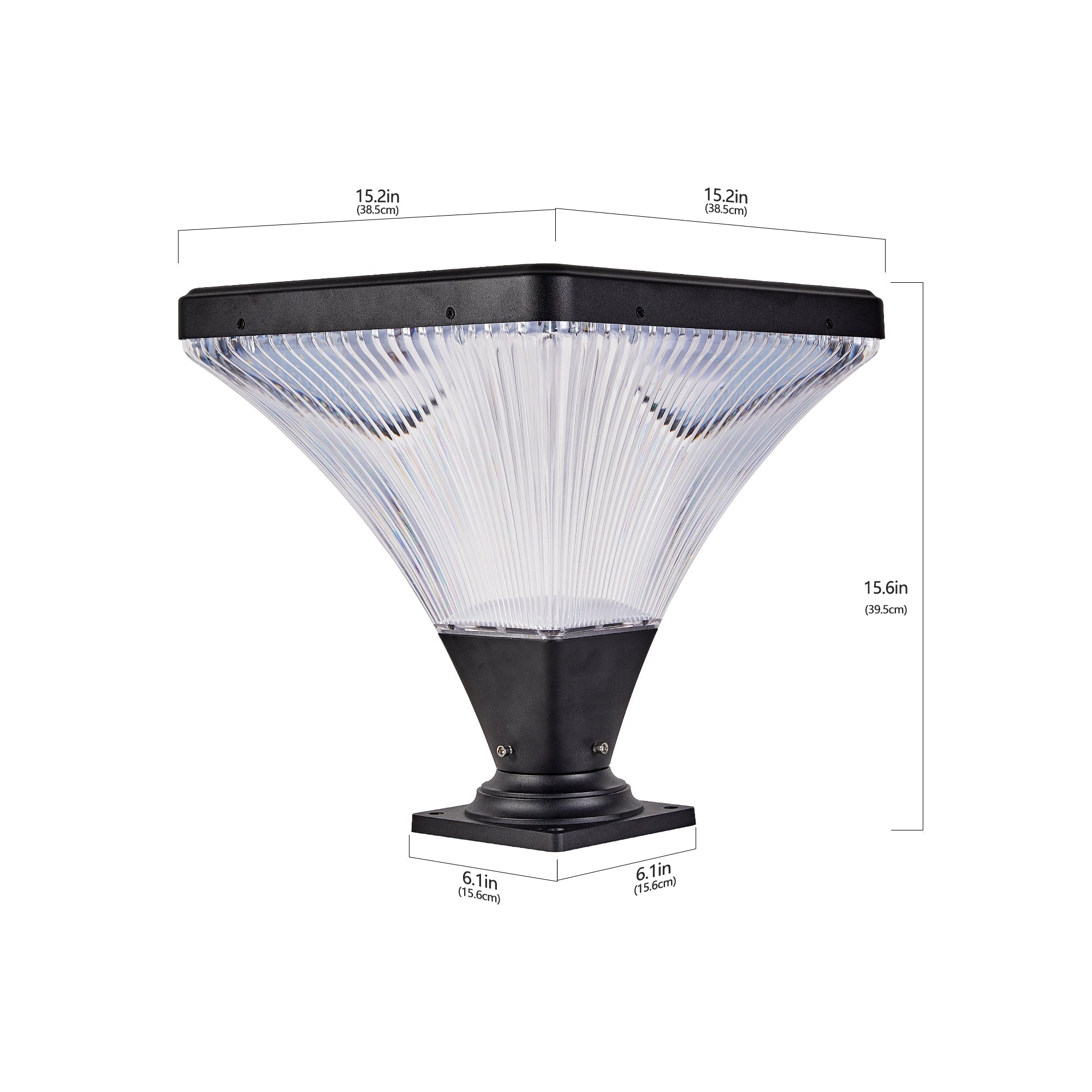 15" Black Outdoor Post Light - LED with Remote Control