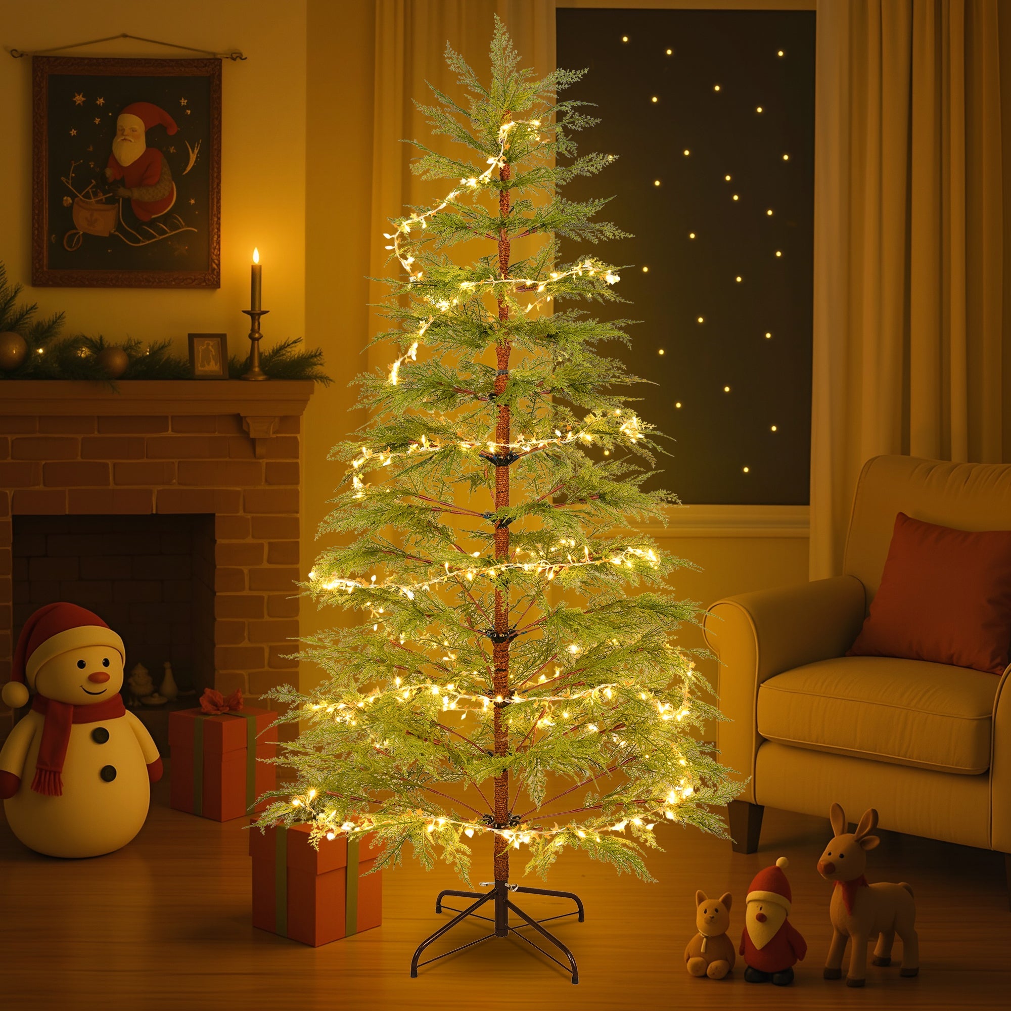 6 Feet Artificial Full Christmas Tree with LED Lights