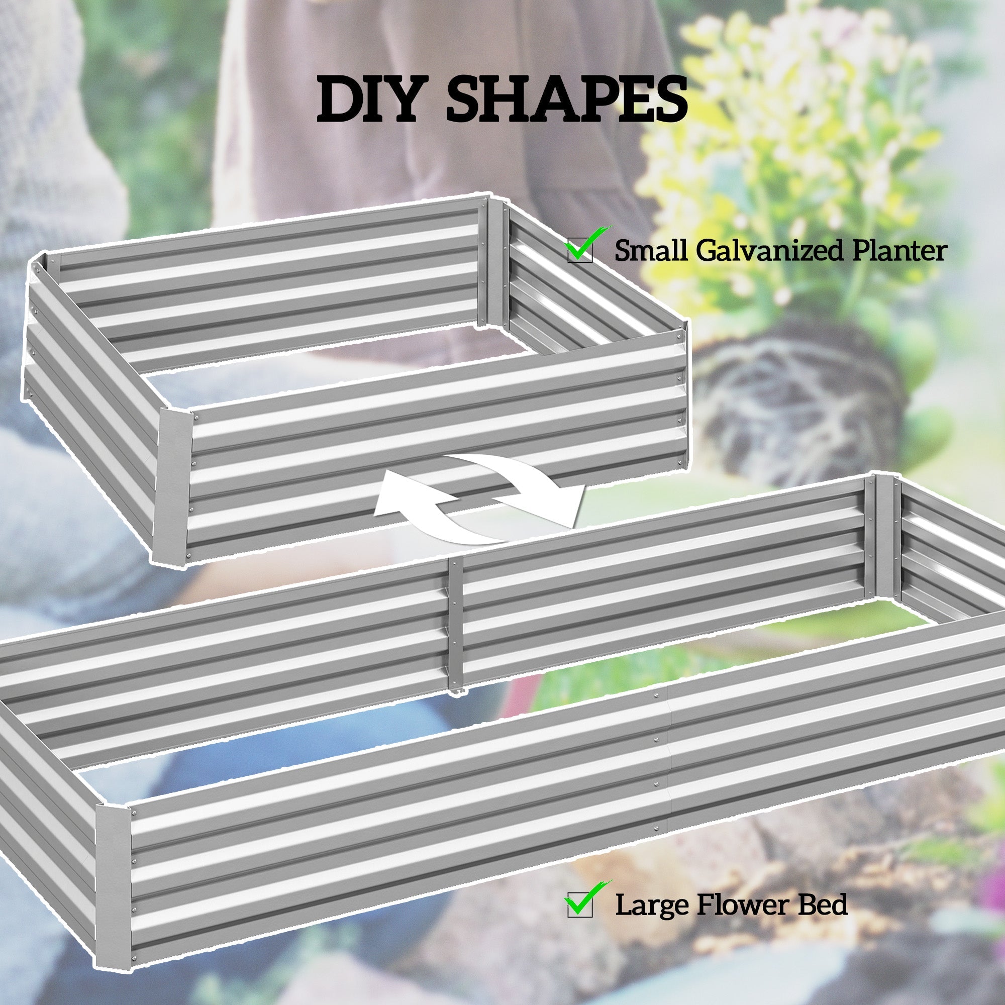 Outsunny 95" x 36" Galvanized Raised Garden Bed