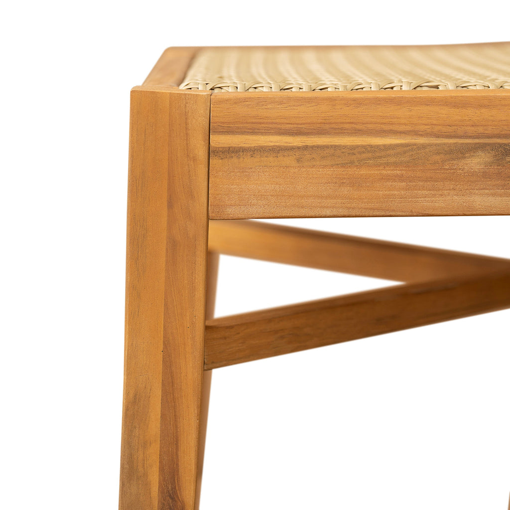 Netro Acacia Wood Dining Chair with Light Brown Wicker