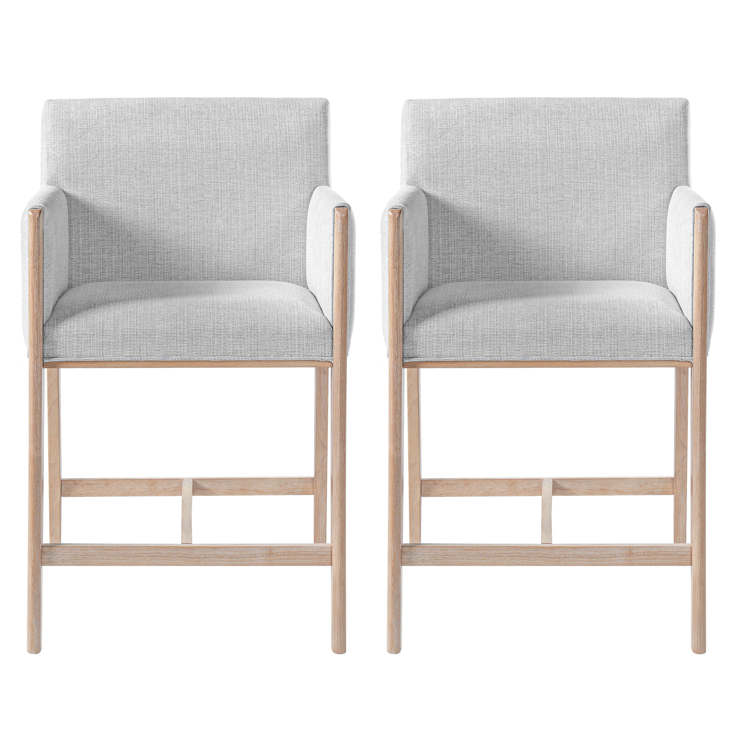24'' Seat Height Upholstered Counter Stools with Arms - Set of 2