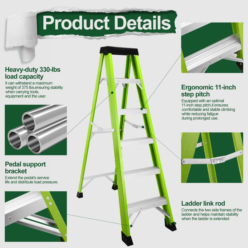 Fiberglass Ladder with Tool Tray