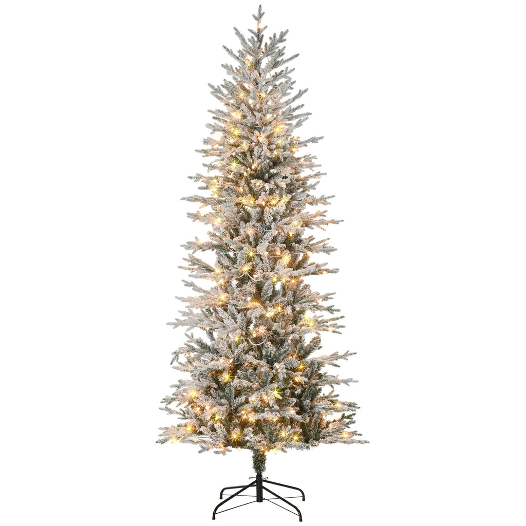 HOMCOM 7.5ft Tall Prelit Artificial Christmas Tree