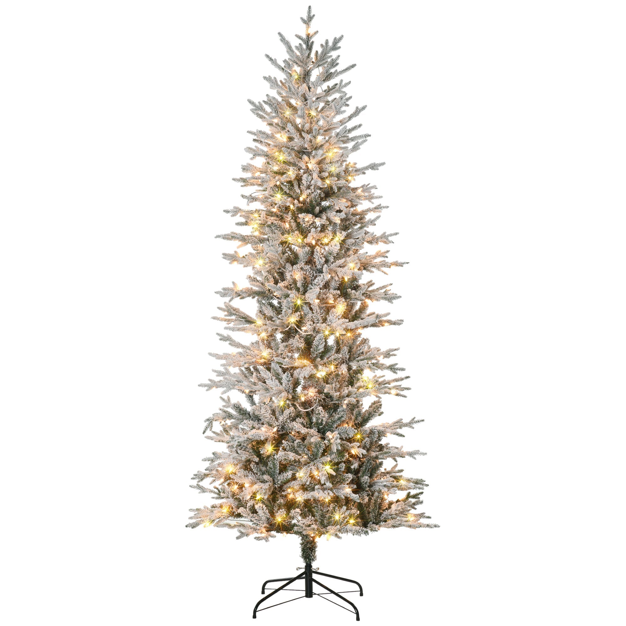 HOMCOM 7.5ft Tall Prelit Artificial Christmas Tree