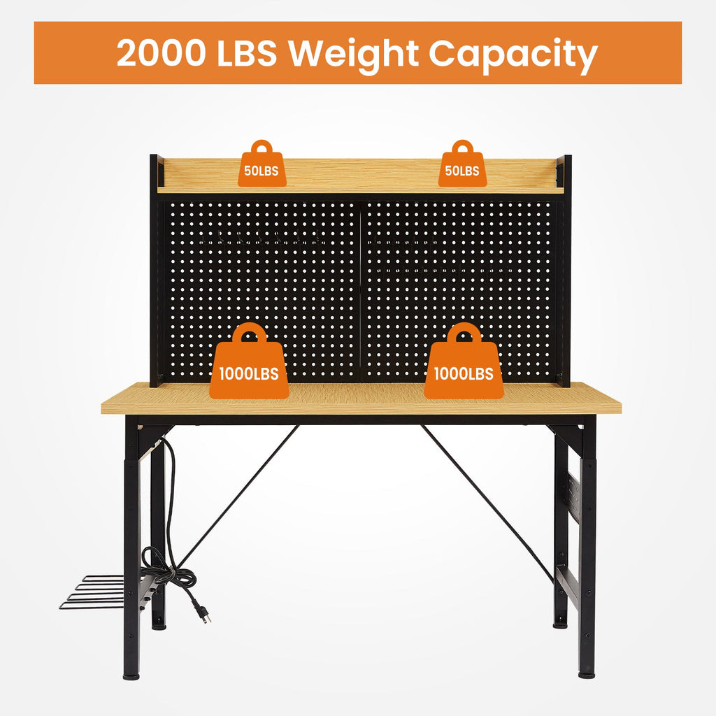 48" Adjustable Workbench with Pegboard