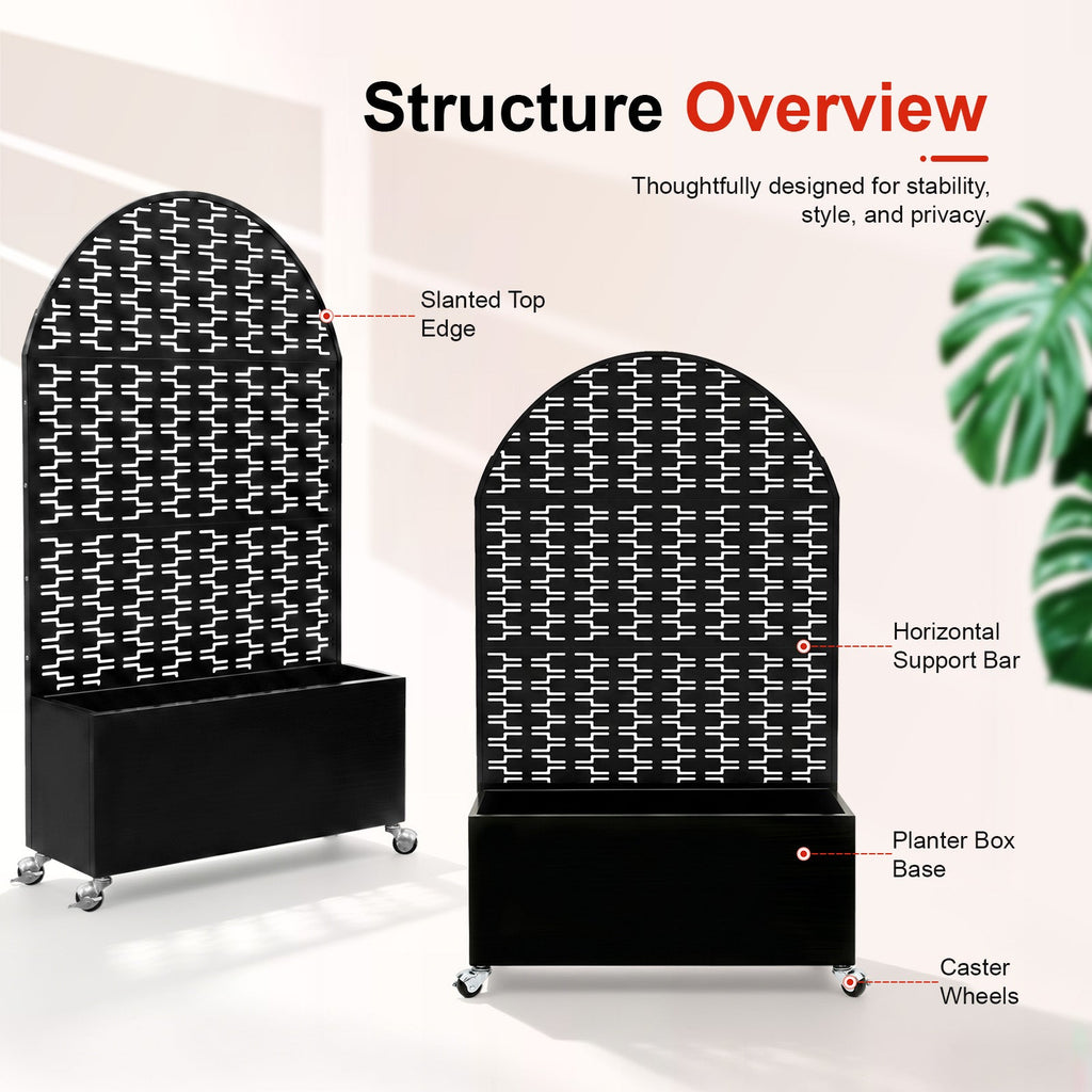 Arched Decorative Privacy Screen with Planter Box