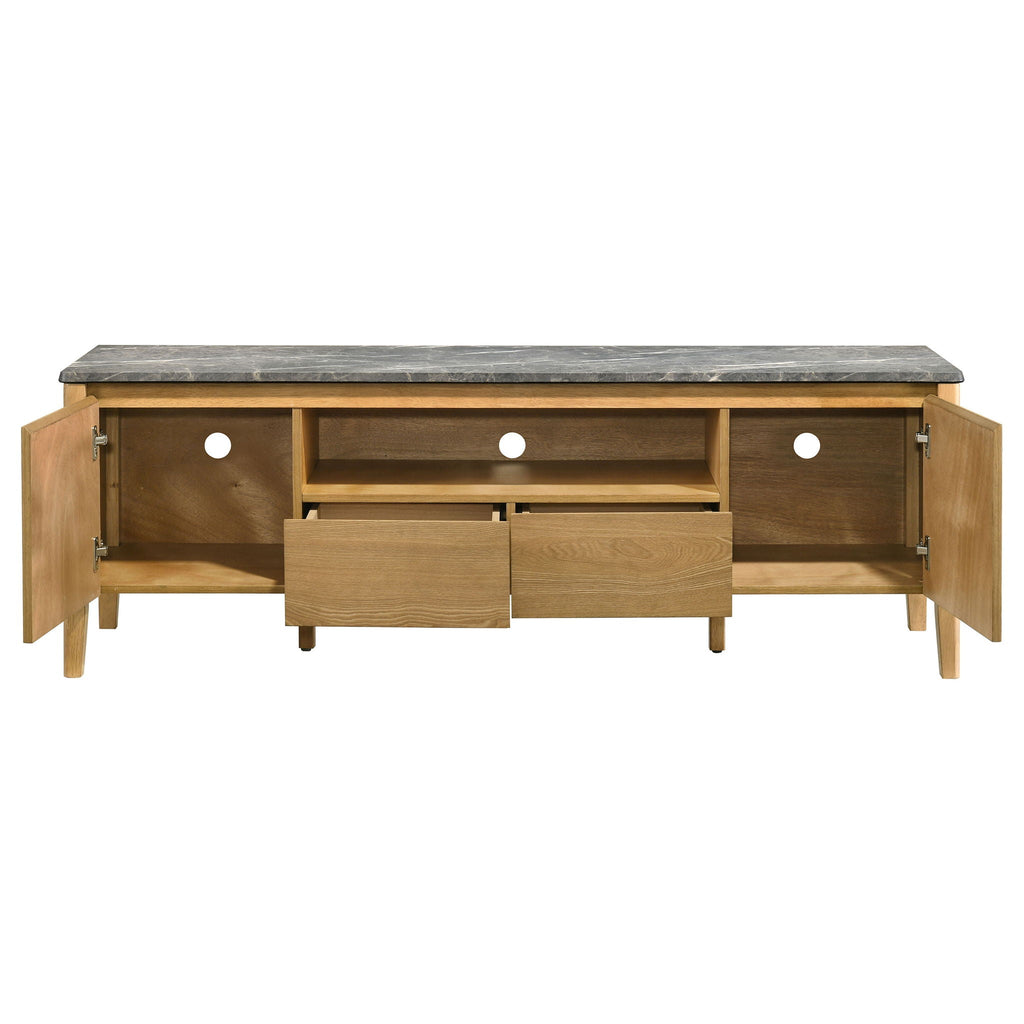 Bradley 63-inch 2-Door SmartTop TV Stand Grey and Natural
