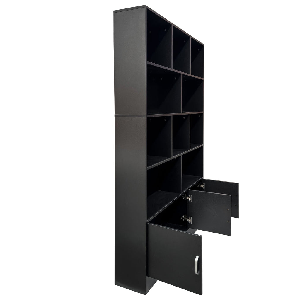 70.87" Tall Bookshelf with 10 Cubes and 3 Doors