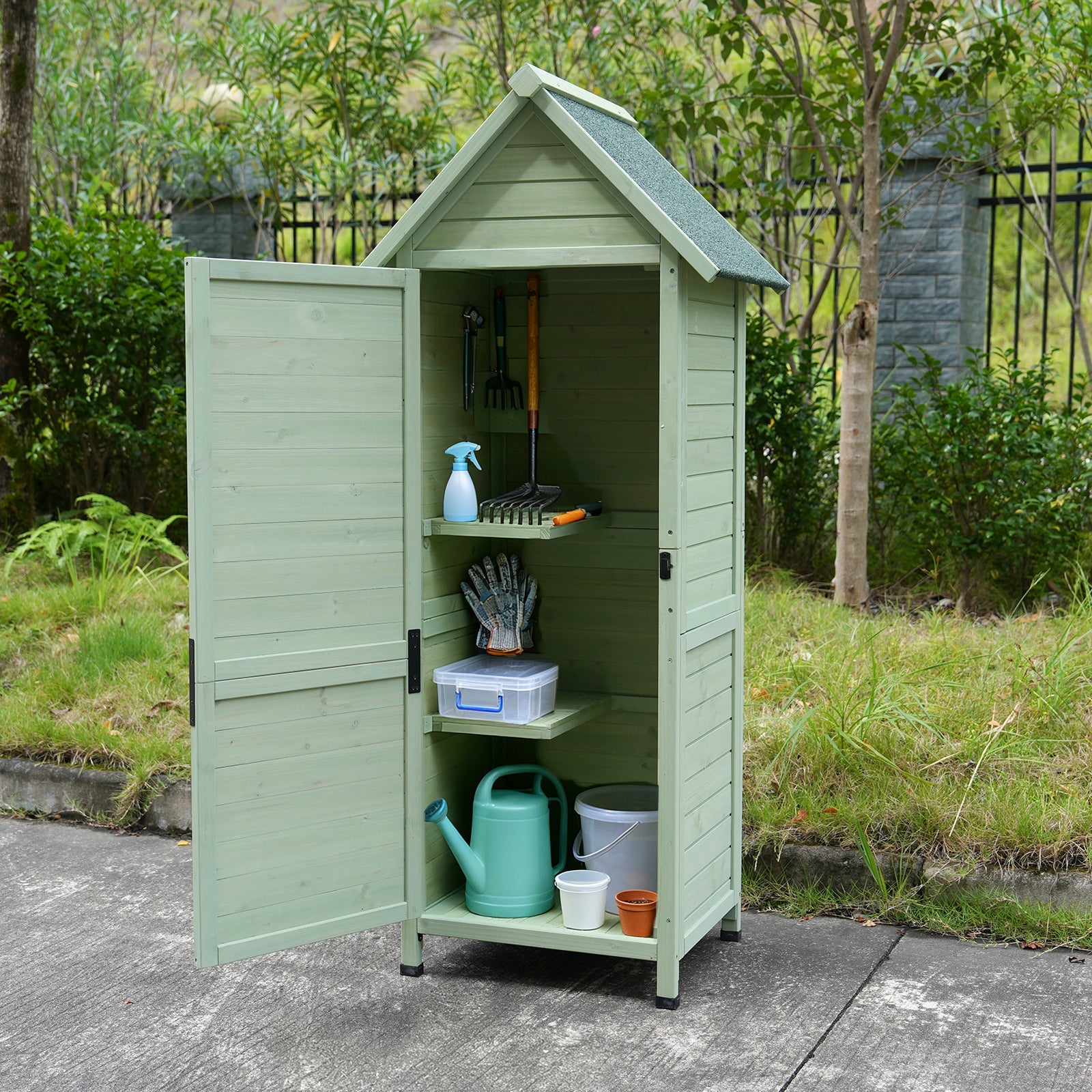 Outdoor Wooden Storage Shed with Lockable Door