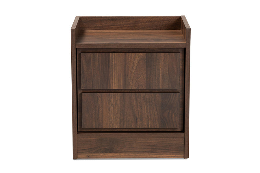 Baxton Studio Hale Modern and Contemporary Walnut Brown Finished Wood 1-Door Nightstand
